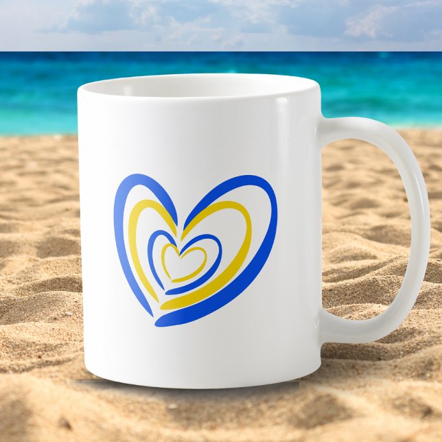 Blue Yellow Hearts Peace Anti War Ukraine Inspired Coffee Mug (Creator Uploaded)