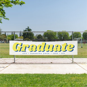 Blue Yellow Huge Editable Modern Graduation Banner