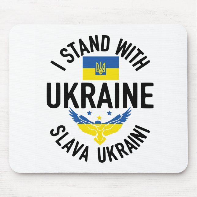 BLUE & YELLOW I STAND WITH UKRAINE MOUSE PAD (Front)