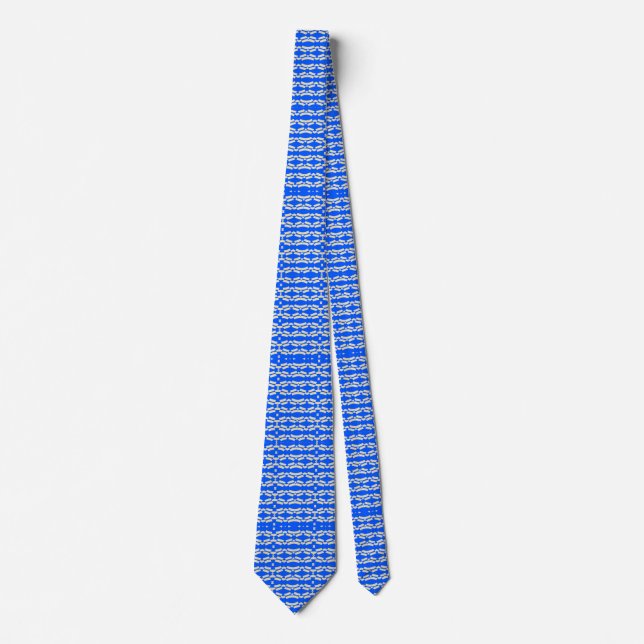 blue yellow islamic ornamental pattern tie (Front)