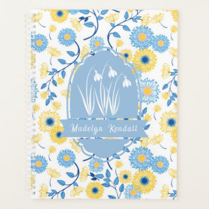 Blue & Yellow Laurentian Floral Custom Name Planner