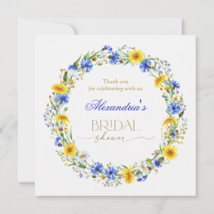 Blue Yellow Lavender Wildflower Wreath Thank You Card