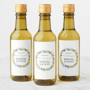 Blue Yellow Lavender Wildflower Wreath Welcome Wine Label