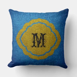 Blue Yellow Leather Cushion