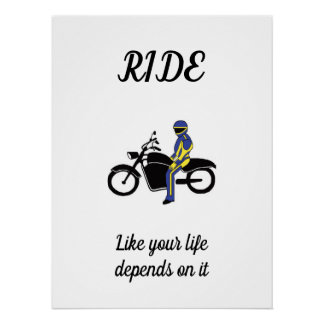 Blue & Yellow Leathers at a Motorcycle Race  Poster