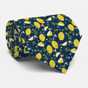 Blue yellow lemon fruit bright summer tie