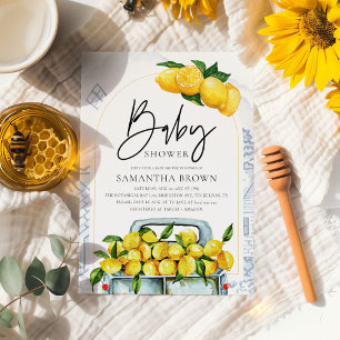 Blue & Yellow Lemon Italian Baby Shower Invitation