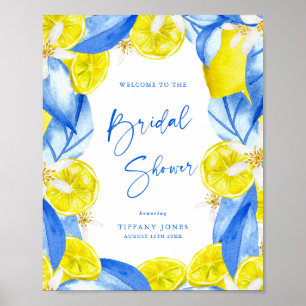 Blue Yellow Lemons Bridal Shower Welcome Sign