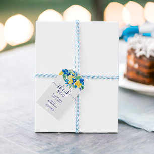 Blue yellow lemons floral watercolor bridal shower gift tags