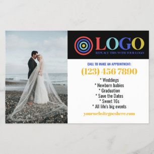 Blue Yellow Logo Photos Promo Small Business Flyer