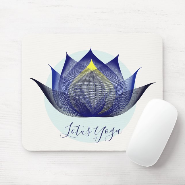 Blue Yellow Lotus Flower Art Elegant Unique Yoga Mouse Pad (With Mouse)
