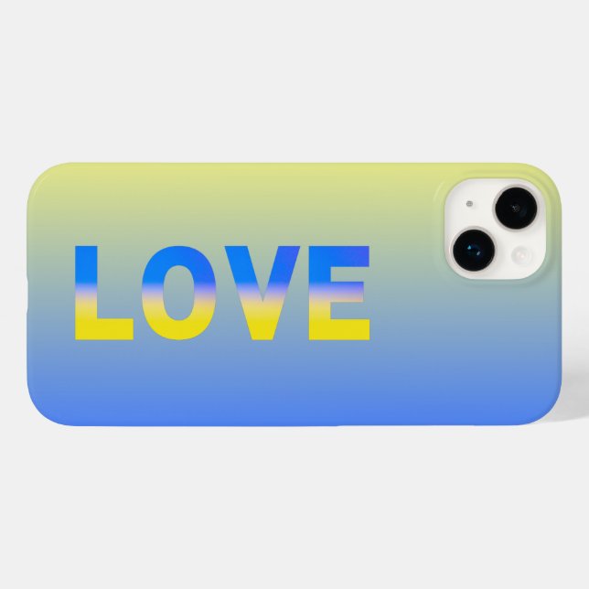 Blue Yellow LOVE typography Ukraine Inspired Peace Case-Mate iPhone Case (Back (Horizontal))