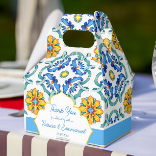 Blue yellow Majolica tiles Mediterranean custom Favour Box