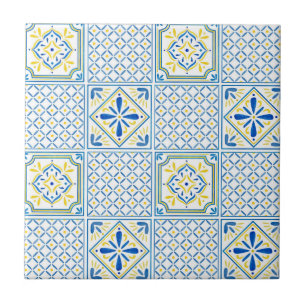 Blue & Yellow Mediterranean Tile Pattern