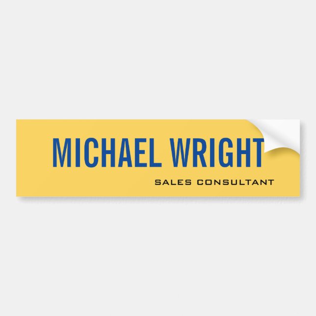 Blue Yellow Modern Plain Simple Minimalist Bumper Sticker (Front)