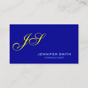 Blue Yellow Monogram Consultant Business Card