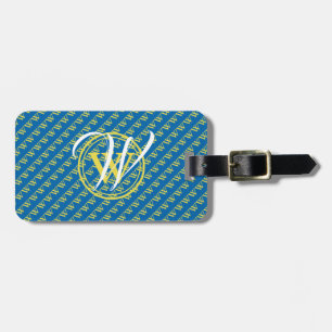 Blue Yellow Monogram Proverbs Scripture Luggage Tag
