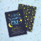 Blue Yellow Moon and Stars 1st Birthday Invitation