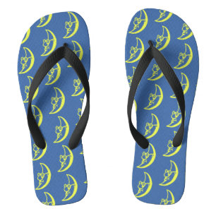 Blue Yellow Moon Face Pattern Jandals