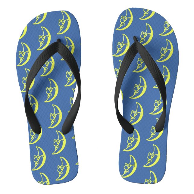 Blue Yellow Moon Face Pattern Jandals (Footbed)