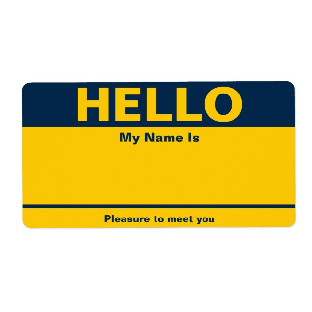 Blue Yellow Name Tag - Avery Label (Front)