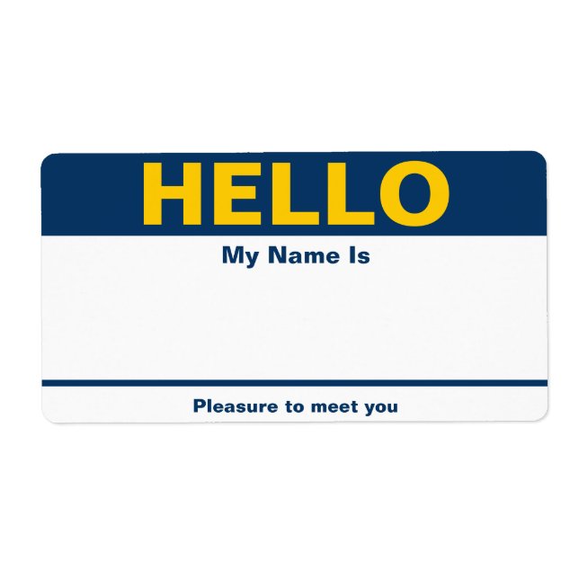 Blue Yellow Name Tag - Label (Front)