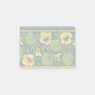 Blue Yellow Nasturtium Flower Nouveau Pattern Post-it Notes