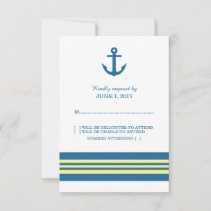 Blue Yellow Nautical Anchor Response Card
