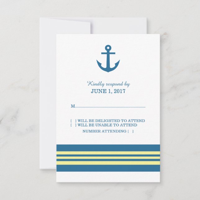 Blue Yellow Nautical Anchor Response Card (Front)