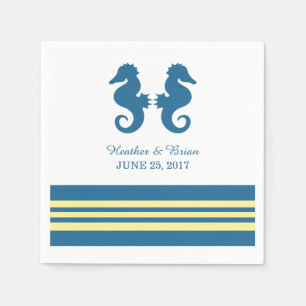 Blue Yellow Nautical Seahorse Paper Napkins