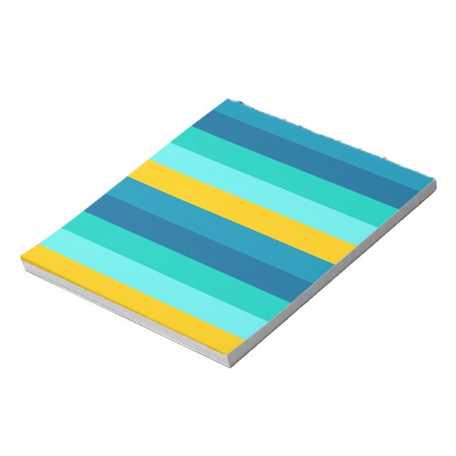 Blue Yellow Ocean Lemon Stripes Notepad (Rotated)
