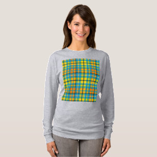 Blue Yellow Orange Plaid Tartan Design T-Shirt