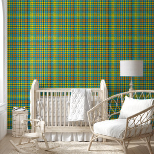 Blue Yellow Orange Plaid Tartan Design Wallpaper
