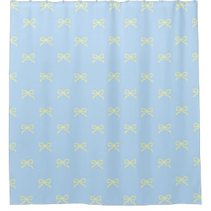 Blue Yellow Pastel Bow Pattern Pretty Feminine Shower Curtain