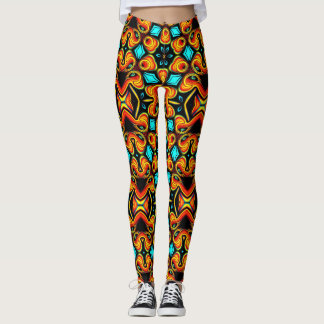Blue Yellow Patterned Leggings