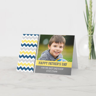 Blue Yellow Photo Happy Father's Day Card
