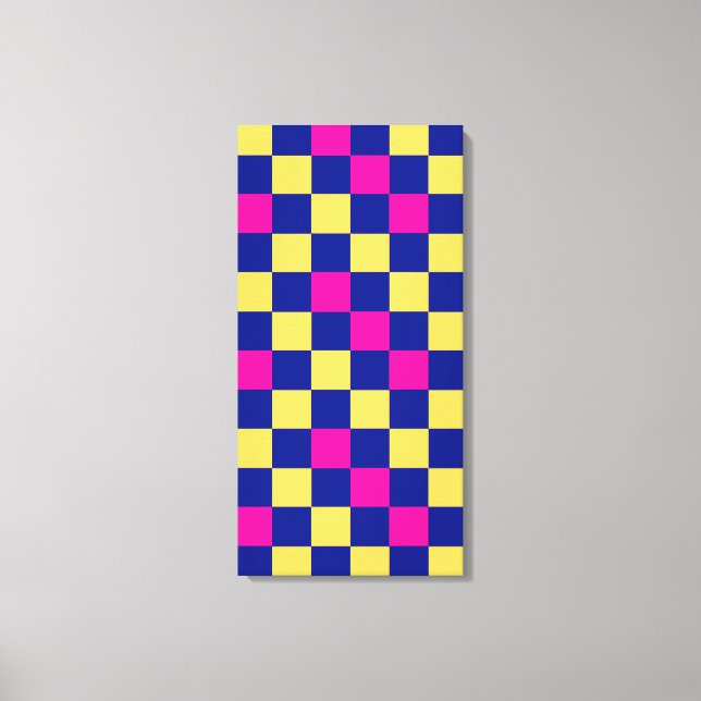 Blue Yellow Pink Chequered Pattern Design  Canvas Print (Front)