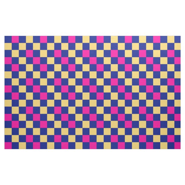 Blue Yellow Pink Chequered Pattern Design  Fabric (Fat Quarter)