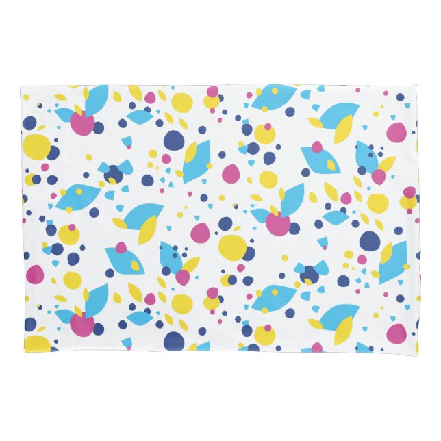 Blue Yellow Pink Fun Flow Abstract Pattern Modern Pillowcase (Front)