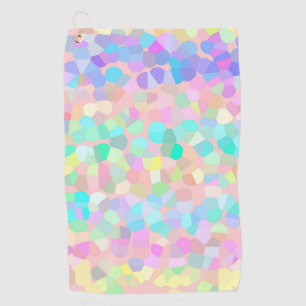 Blue Yellow Pink Green Pastel Mosaic Abstract Golf Towel