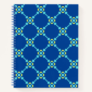 Blue & Yellow Pixelated Pattern Notebook