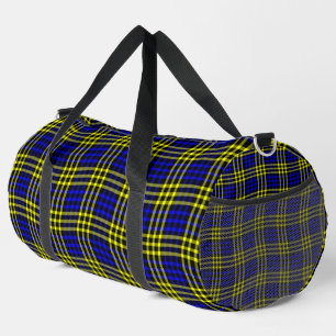 Blue Yellow Plaid Checker Seamless Pattern Large Duffle Bag