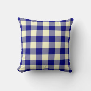 Blue Yellow Plaid Chequered Pattern Cushion