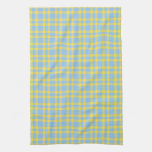 Blue Yellow Plaid Pattern Tea Towel