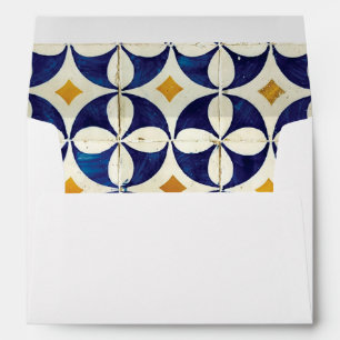 Blue & Yellow Portuguese 5x7 Wedding Invitation Envelope