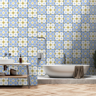 Blue Yellow Portuguese Tile Mediterranean Wall Dec