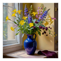 Blue Yellow Purple Blooms Art
