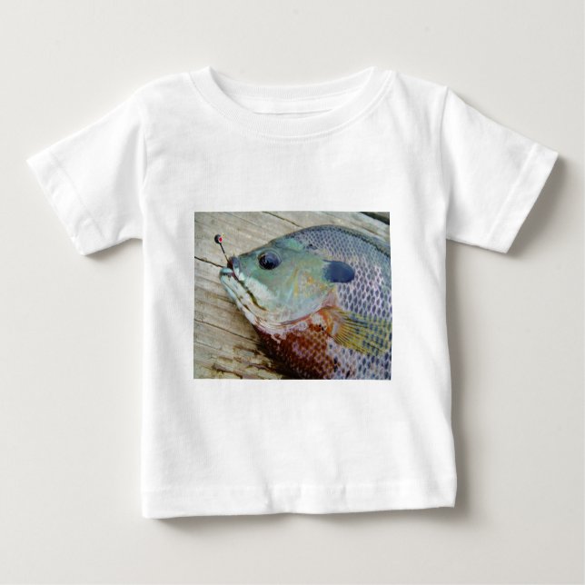 blue yellow purple teal, Bluegill fish on dock Baby T-Shirt (Front)
