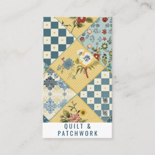 Blue Yellow Quilt Patchwork Handmade Clothing  Business Card