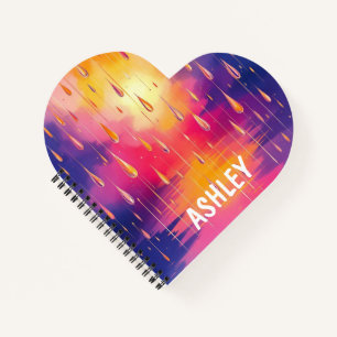 Blue Yellow Rain Drops Watercolor Painting Notebook